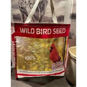 Upcycled Wild Bird Seed Bag Tote | Hand-Cleaned & Triple-Stitched Cardinal Bird